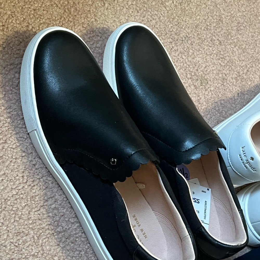 kate spade Black Scalloped Slip-On Sneakers